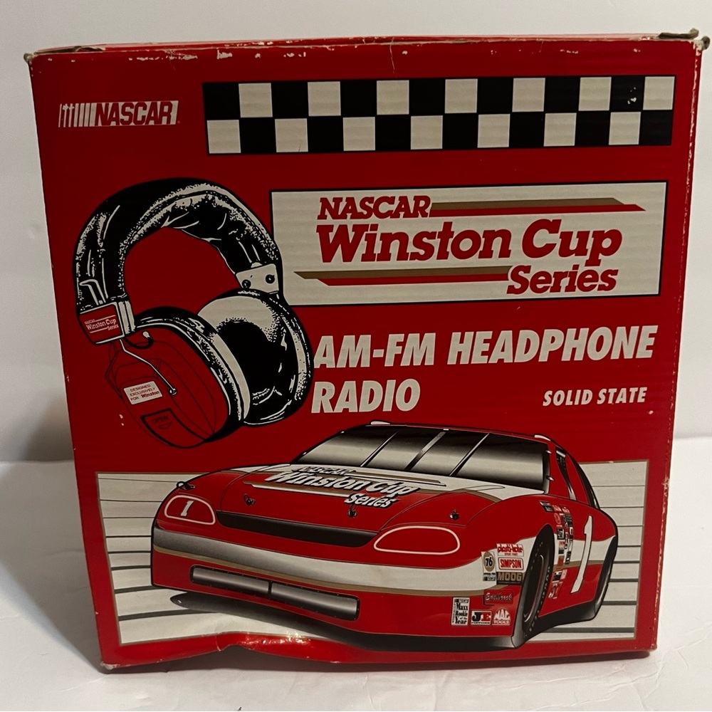 NASCAR Wireless AM FM Radio Headset Winston Cup Motorsports Red Headphone Works